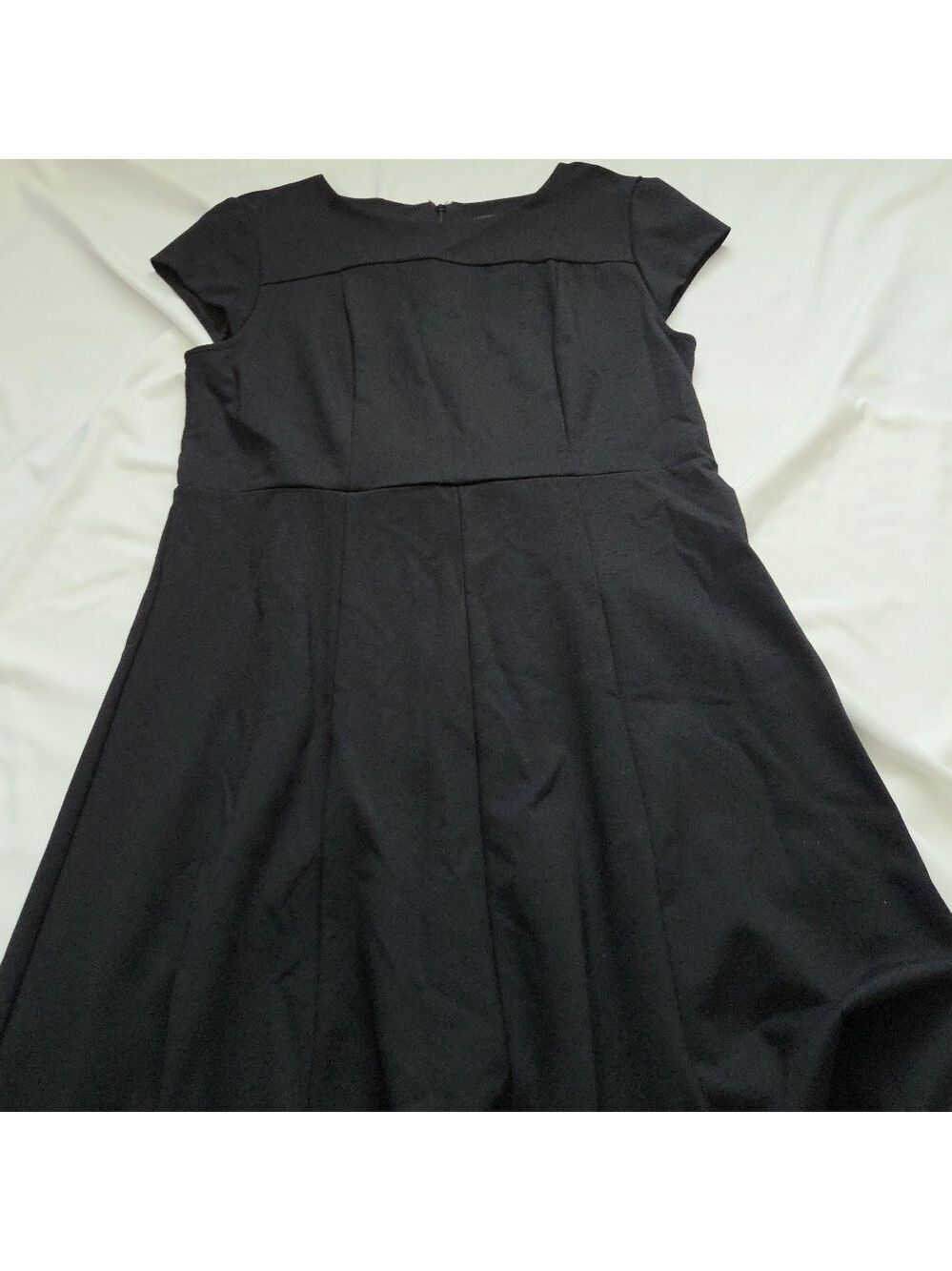 Ann Taylor Black Fit & Flare Dress Vest Short Sleeve Longline Size 10
